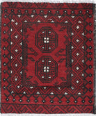 Ivory Hand-Knotted Afghan Tribal Geometric Wool Rug - 1'7" x 2'0"
