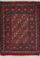 Ivory Hand-Knotted Afghan Tribal Geometric Wool Rug - 1'8" x 2'5"