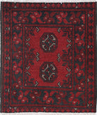 Ivory Hand-Knotted Afghan Tribal Geometric Wool Rug - 1'8" x 2'1"