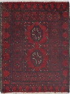 Ivory Hand-Knotted Afghan Tribal Geometric Wool Rug - 1'6" x 2'0"