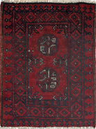 Ivory Hand-Knotted Afghan Tribal Geometric Wool Rug - 1'7" x 2'0"