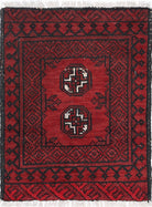 Ivory Hand-Knotted Afghan Tribal Geometric Wool Rug - 1'6" x 2'2"