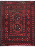 Ivory Hand-Knotted Afghan Tribal Geometric Wool Rug - 1'7" x 2'2"