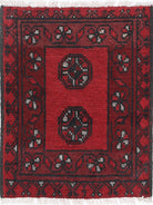 Ivory Hand-Knotted Afghan Tribal Geometric Wool Rug - 1'6" x 2'0"