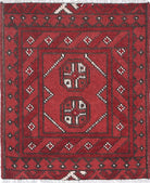 Ivory Hand-Knotted Afghan Tribal Geometric Wool Rug - 1'7" x 2'0"