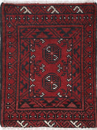 Ivory Hand-Knotted Afghan Tribal Geometric Wool Rug - 1'6" x 2'1"
