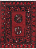 Ivory Hand-Knotted Afghan Tribal Geometric Wool Rug - 1'6" x 2'1"