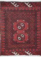 Ivory Hand-Knotted Afghan Tribal Geometric Wool Rug - 1'6" x 2'2"