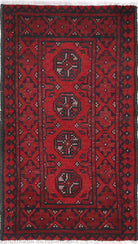 Ivory Hand-Knotted Afghan Tribal Geometric Wool Rug - 1'6" x 2'11"