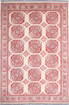 Ivory Hand-Knotted Distressed Vintage Wool Rug - 5'6" x 8'3"