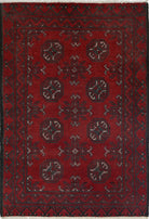 Ivory Hand-Knotted Afghan Tribal Geometric Wool Rug - 2'5" x 3'8"