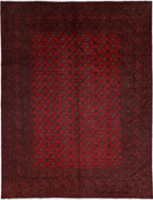 Ivory Hand-Knotted Afghan Tribal Geometric Wool Rug - 8'0" x 10'8"