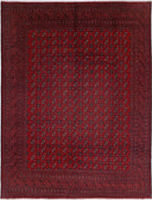 Ivory Hand-Knotted Afghan Tribal Geometric Wool Rug - 9'8" x 12'7"