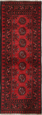 Ivory Hand-Knotted Afghan Tribal Geometric Wool Rug - 1'6" x 4'5"