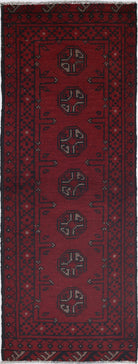 Ivory Hand-Knotted Afghan Tribal Geometric Wool Rug - 1'6" x 4'6"