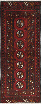 Ivory Hand-Knotted Afghan Tribal Geometric Wool Rug - 1'7" x 4'7"