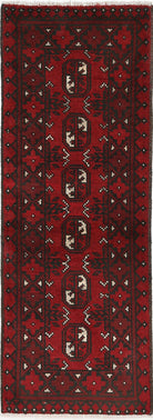 Ivory Hand-Knotted Afghan Tribal Geometric Wool Rug - 1'7" x 4'6"