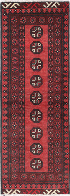 Ivory Hand-Knotted Afghan Tribal Geometric Wool Rug - 1'7" x 4'10"