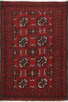 Ivory Hand-Knotted Afghan Tribal Geometric Wool Rug - 2'5" x 3'7"