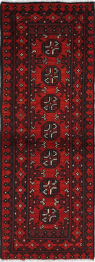 Ivory Hand-Knotted Afghan Tribal Geometric Wool Rug - 1'7" x 4'9"