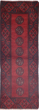 Ivory Hand-Knotted Afghan Tribal Geometric Wool Rug - 1'6" x 4'6"