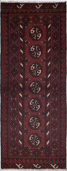 Ivory Hand-Knotted Afghan Tribal Geometric Wool Rug - 1'7" x 4'8"
