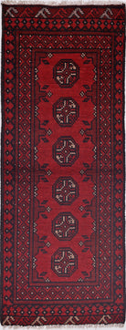 Ivory Hand-Knotted Afghan Tribal Geometric Wool Rug - 1'7" x 4'5"