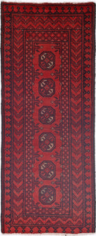 Ivory Hand-Knotted Afghan Tribal Geometric Wool Rug - 1'7" x 4'7"