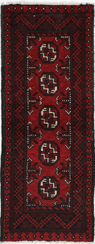 Ivory Hand-Knotted Afghan Tribal Geometric Wool Rug - 1'6" x 4'5"