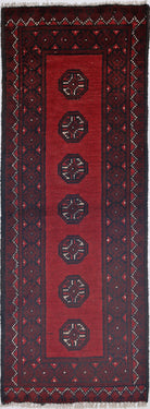 Ivory Hand-Knotted Afghan Tribal Geometric Wool Rug - 1'6" x 4'8"