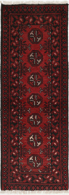 Ivory Hand-Knotted Afghan Tribal Geometric Wool Rug - 1'7" x 4'8"