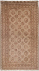 Ivory Hand-Knotted Afghan Tribal Geometric Wool Rug - 2'5" x 6'1"