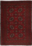 Ivory Hand-Knotted Afghan Tribal Geometric Wool Rug - 2'6" x 3'7"