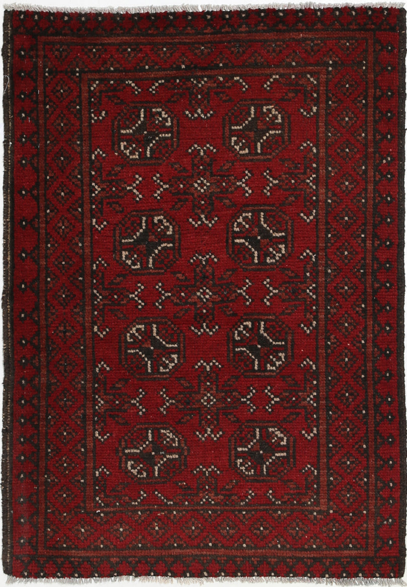Ivory Hand-Knotted Afghan Tribal Geometric Wool Rug - 2'6" x 3'7"