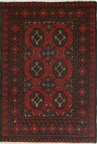 Ivory Hand-Knotted Afghan Tribal Geometric Wool Rug - 2'5" x 3'7"