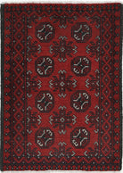 Ivory Hand-Knotted Afghan Tribal Geometric Wool Rug - 2'5" x 3'8"