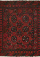 Ivory Hand-Knotted Afghan Tribal Geometric Wool Rug - 2'6" x 3'7"