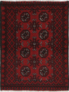 Ivory Hand-Knotted Afghan Tribal Geometric Wool Rug - 2'7" x 3'6"