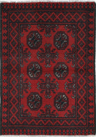 Ivory Hand-Knotted Afghan Tribal Geometric Wool Rug - 2'5" x 3'7"