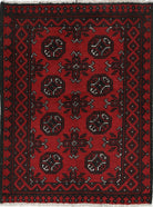 Ivory Hand-Knotted Afghan Tribal Geometric Wool Rug - 2'6" x 3'6"