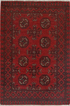 Ivory Hand-Knotted Afghan Tribal Geometric Wool Rug - 2'6" x 3'8"