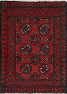 Ivory Hand-Knotted Afghan Tribal Geometric Wool Rug - 2'5" x 3'5"