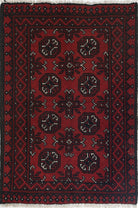 Ivory Hand-Knotted Afghan Tribal Geometric Wool Rug - 2'5" x 3'7"