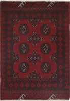 Ivory Hand-Knotted Afghan Tribal Geometric Wool Rug - 2'6" x 3'7"