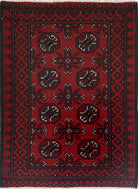 Ivory Hand-Knotted Afghan Tribal Geometric Wool Rug - 2'6" x 3'5"