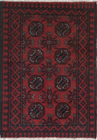 Ivory Hand-Knotted Afghan Tribal Geometric Wool Rug - 2'6" x 3'7"