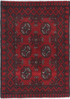 Ivory Hand-Knotted Afghan Tribal Geometric Wool Rug - 2'5" x 3'6"
