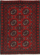 Ivory Hand-Knotted Afghan Tribal Geometric Wool Rug - 2'6" x 3'6"