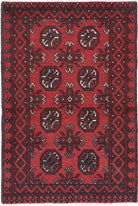 Ivory Hand-Knotted Afghan Tribal Geometric Wool Rug - 2'6" x 3'8"