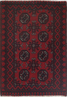 Ivory Hand-Knotted Afghan Tribal Geometric Wool Rug - 2'6" x 3'8"